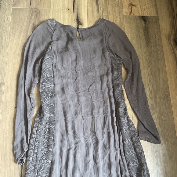 Sundance Womens Size 2 Gray Lace Chiffon Dress Maxi Midi Length Gray Long Sleeve - Picture 7 of 8